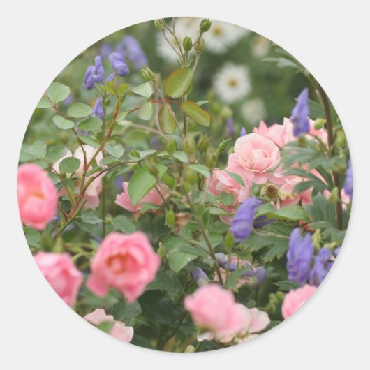 Engels Cottage Garden Ronde Sticker (Voorkant)