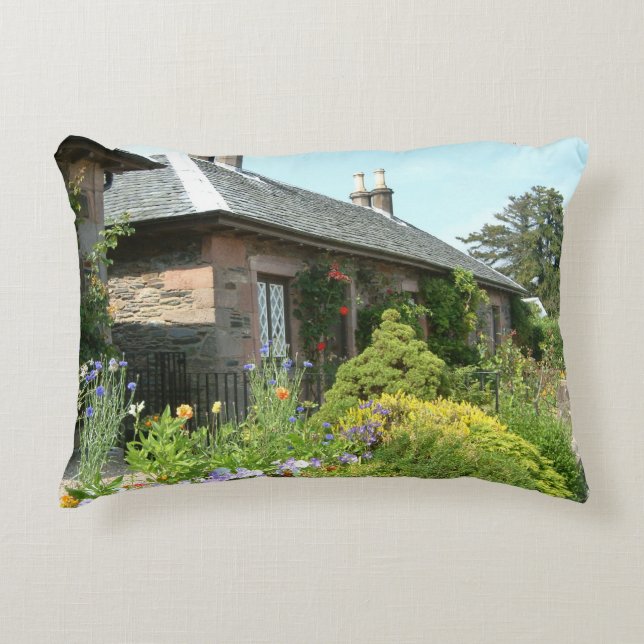 Engels Cottage II met bloem tuinfotografie Accent Kussen (Voorkant)