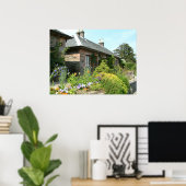 Engels Cottage II met bloem tuinfotografie Poster (Thuiskantoor)
