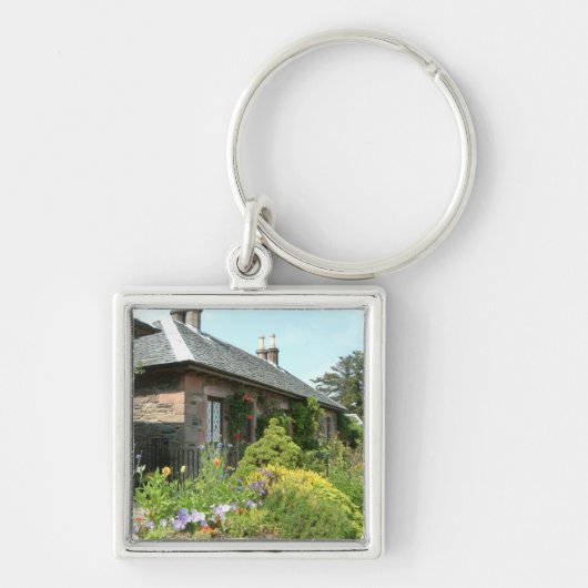 Engels Cottage II met bloem tuinfotografie Sleutelhanger (Voorkant)