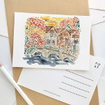 Engels Countryside England Waterverf Travel Uitnodiging Briefkaart<br><div class="desc">Een prachtig geschilderd waterverf briefkaart met het Engelse platteland.</div>