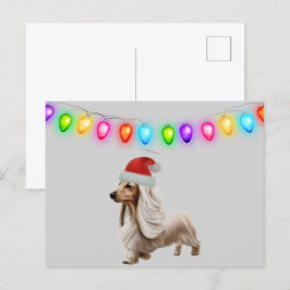 Engels Cream Christmas Dachshund Briefkaart