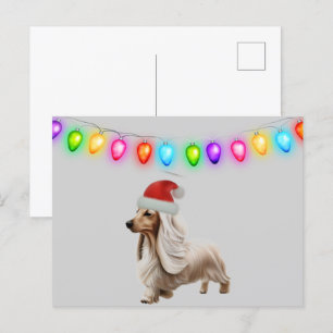 Engels Cream Christmas Dachshund Briefkaart