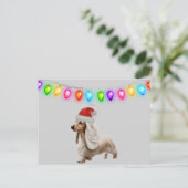 Engels Cream Christmas Dachshund Briefkaart (Staand voorkant)