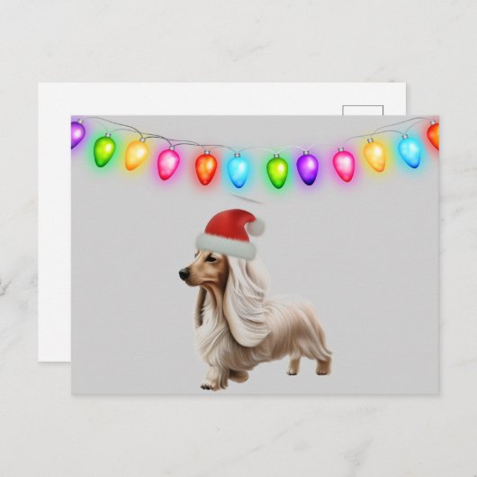 Engels Cream Christmas Dachshund Briefkaart (Voorkant / Achterkant)