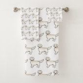 Engels Cream Golden Retriever Cartoon Dog Patroon Bad Handdoek (Insitu)