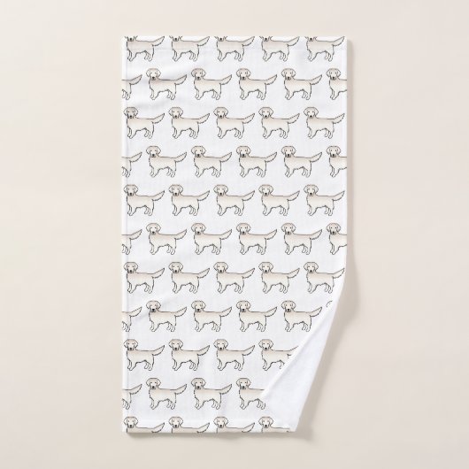 Engels Cream Golden Retriever Cartoon Dog Patroon Bad Handdoek (Handdoek)