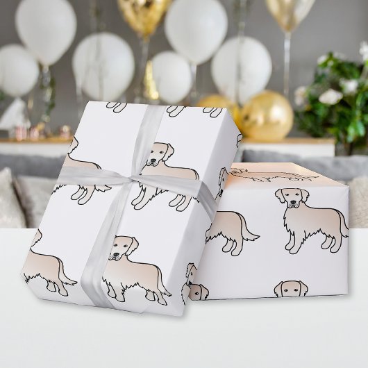 Engels Cream Golden Retriever Cartoon Dog Patroon Cadeaupapier