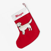 Engels Cream Golden Retriever Dog op rood & naam Kleine Kerstsok (Achterkant (Hangend))