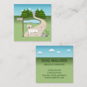 Engels Cream Golden Retriever door een wandelend s Vierkante Visitekaartje (Voorkant / Achterkant)