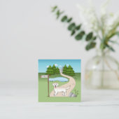 Engels Cream Golden Retriever door een wandelend s Vierkante Visitekaartje (Staand voorkant)