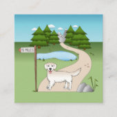 Engels Cream Golden Retriever door een wandelend s Vierkante Visitekaartje (Voorkant)