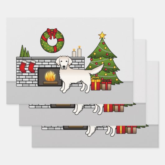 Engels Cream Golden Retriever in een feestzaal Inpakpapier Vel (Set)