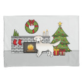 Engels Cream Golden Retriever in een kerstzaal Kussensloop (Voorkant-Rechts)