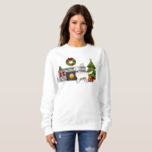 Engels Cream Golden Retriever in een kerstzaal Trui (Voorkant volledig)