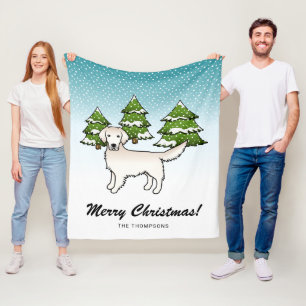 Engels Cream Golden Retriever in Winter & Text Fleece Deken