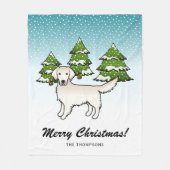 Engels Cream Golden Retriever in Winter & Text Fleece Deken (Voorkant)