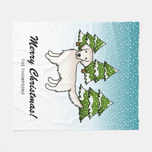 Engels Cream Golden Retriever in Winter & Text Fleece Deken (Voorkant (Horizontaal))