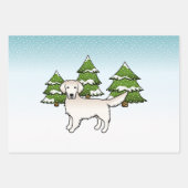 Engels Cream Golden Retriever in Winter & Trees Inpakpapier Vel (Voorkant 2)