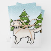 Engels Cream Golden Retriever in Winter & Trees Inpakpapier Vel (In situ)