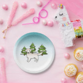 Engels Cream Golden Retriever in Winter & Trees Papieren Bordje (Feest)