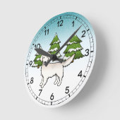 Engels Cream Golden Retriever in Winter & Trees Ronde Klok (Hoek)