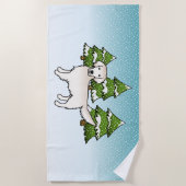 Engels Cream Golden Retriever in Winter & Trees Strandlaken (Voorkant)