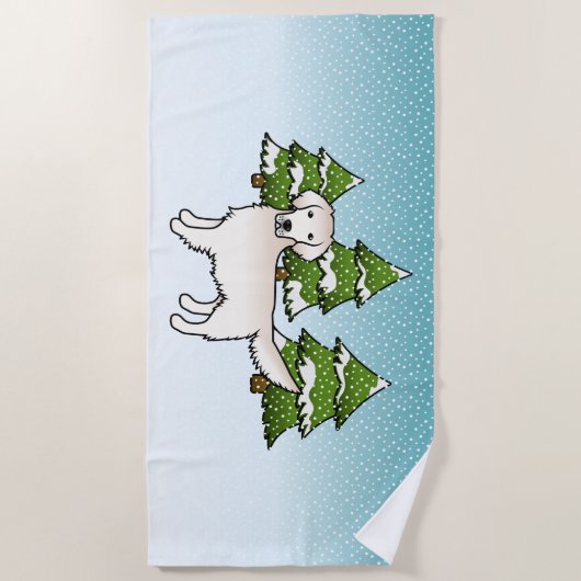 Engels Cream Golden Retriever in Winter & Trees Strandlaken (Voorkant)