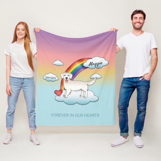 Engels Cream Golden Retriever Rainbow Memorial Fleece Deken (In situ)