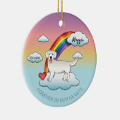 Engels Cream Golden Retriever Rainbow Memorial Keramisch Ornament (Rechts)