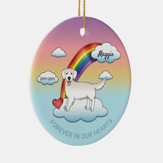 Engels Cream Golden Retriever Rainbow Memorial Keramisch Ornament (Rechts)
