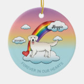 Engels Cream Golden Retriever Rainbow Memorial Keramisch Ornament (Voorkant)