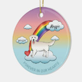 Engels Cream Golden Retriever Rainbow Memorial Keramisch Ornament (Links)
