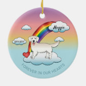 Engels Cream Golden Retriever Rainbow Memorial Keramisch Ornament (Achterkant)