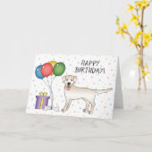Engels Cream Labrador Retriever Happy Birthday Kaart (Gele Bloem)