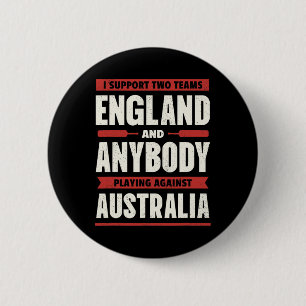 Engels Cricket Shirt Twee Teams Niet Australië Gra Ronde Button 5,7 Cm