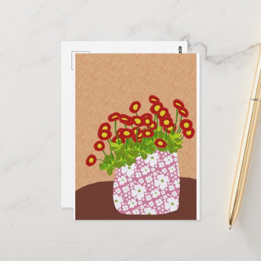 Engels Daisy Briefkaart (Voorkant / Achterkant in situ)