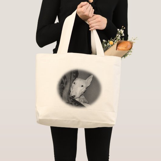 Engels die Bull terrier onder een Deken wordt Grote Tote Bag (Voorkant (product))