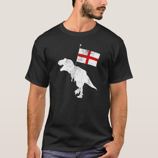 Engels Dinosaur Tyrannosaurus Rex England Vlag T-shirt (Voorkant)