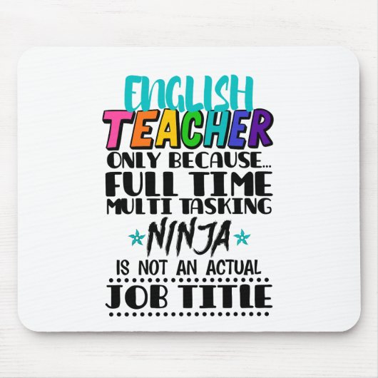 Engels docent alleen omdat fulltime multitasking muismat (Voorkant)