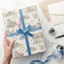 Engels Dorps Huwelijk Waterverf Patroon Cadeaupapier