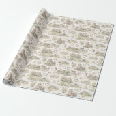 Engels Dorps Huwelijk Waterverf Patroon Cadeaupapier (Uitgerold)