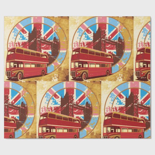 Engels Double Decker Bus Cadeaupapier (Vlak)