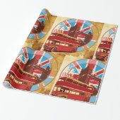 Engels Double Decker Bus Cadeaupapier (Uitgerold)