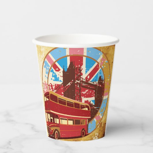 Engels Double Decker Bus Papieren Bekers (Voorkant)