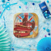 Engels Double Decker Bus Papieren Bordje (Feest)