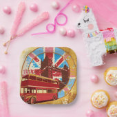 Engels Double Decker Bus Papieren Bordje (Feest)