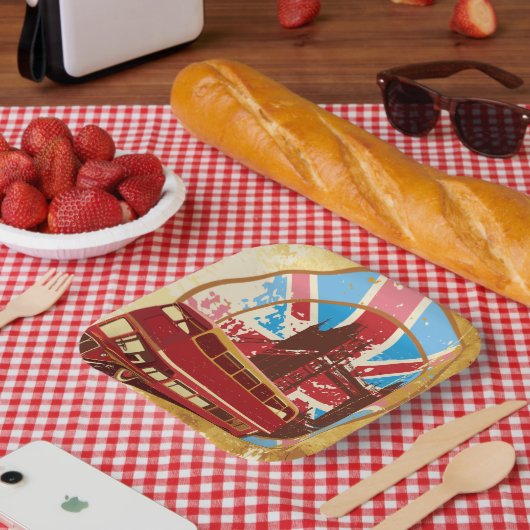 Engels Double Decker Bus Papieren Bordje (Picknick)