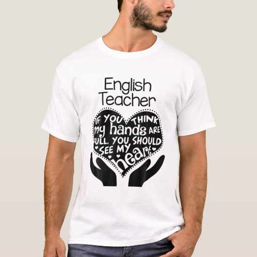 Engels ELA ELAR Teacher T Heart Hands School Gift T-shirt (Voorkant)