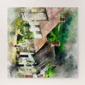 Engels, Engeland, dorp, huizen, platteland, huisho Legpuzzel (Horizontaal)